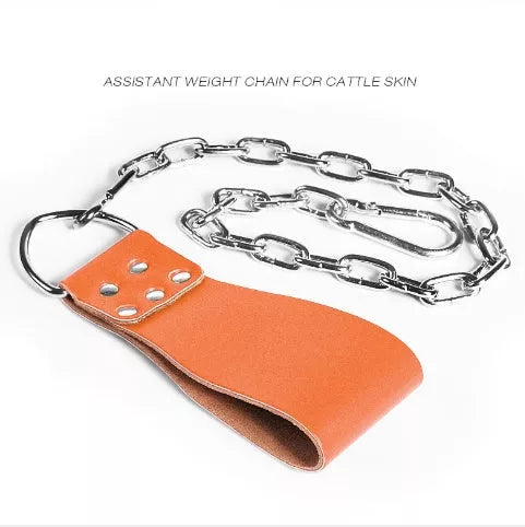 Leather weight lifting belt chain ring for power training in various colours