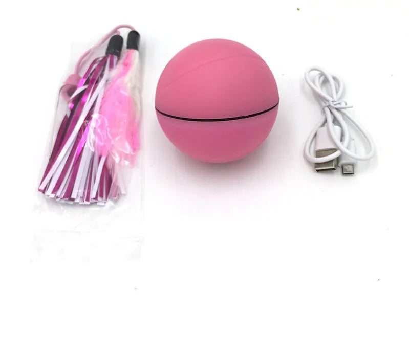 Transparent ABS green electric cat toy ball with laser light, 6.7-7cm diameter, USB rechargeable