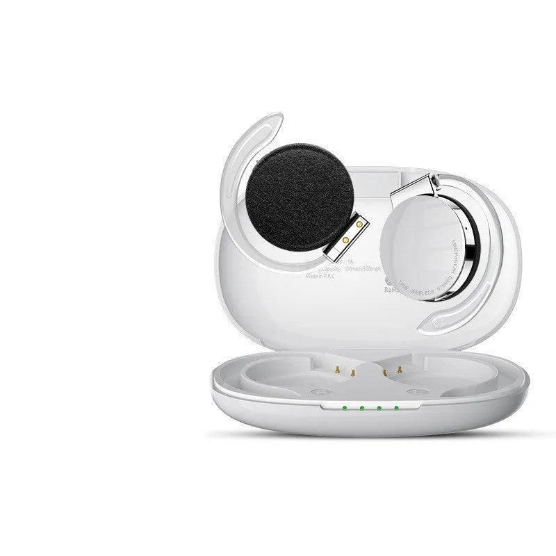 Black and white wireless Bluetooth sports earphones with in-ear ear plug design.
