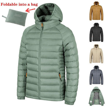 Cozy lightweight hooded jacket with pockets in various colors, perfect for men's winter fashion and outdoor activities