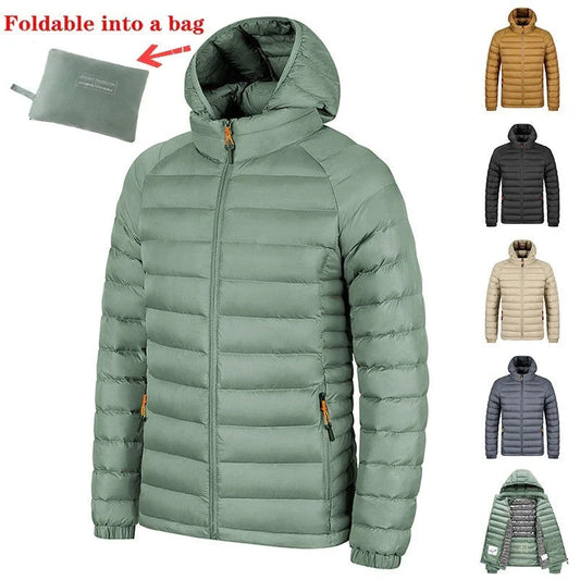 Cozy lightweight hooded jacket with pockets in various colors, perfect for men's winter fashion and outdoor activities