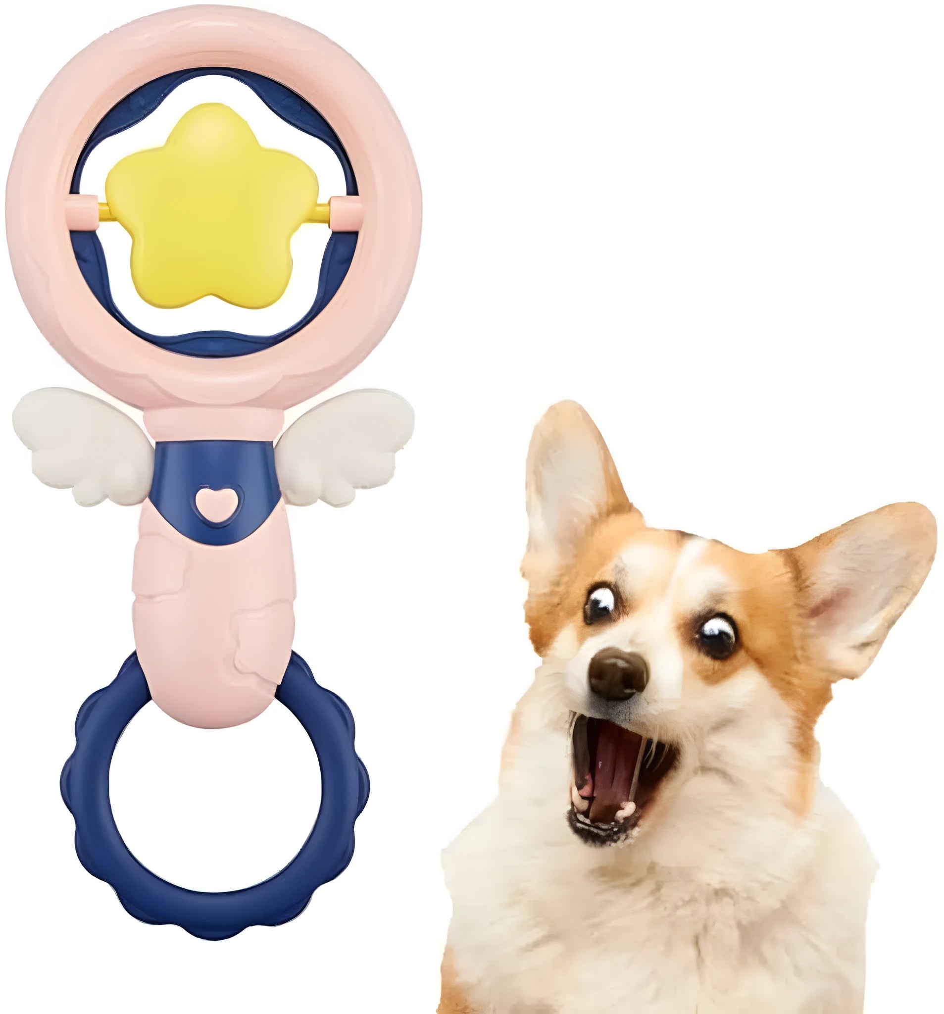 Set of four pink interactive dog toys for aggressive chewers with dental cleaning textures