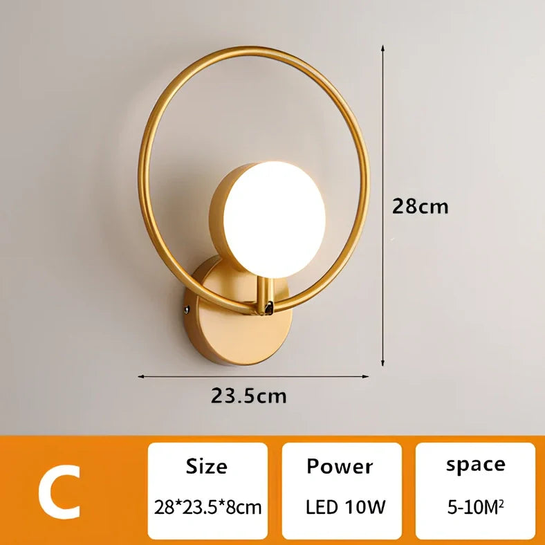 Modern iron wall lamp with three lighting modes and 50,000-hour lifespan for study and bedroom use