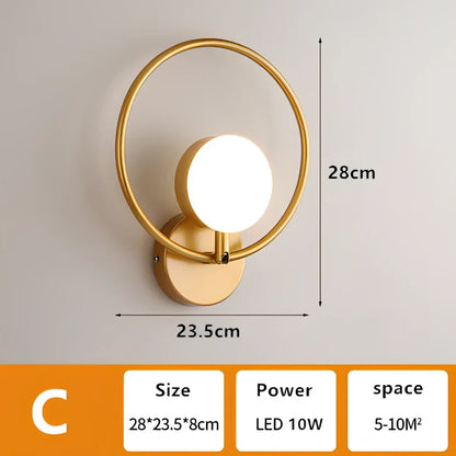 Modern iron wall lamp with three lighting modes and 50,000-hour lifespan for study and bedroom use