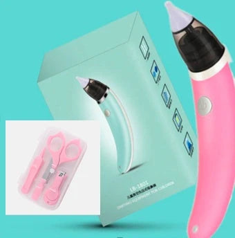 An electric nasal aspirator with adjustable suction levels, soft silicone tip, and BPA-free materials for effectively and comfortably clearing baby's congestion