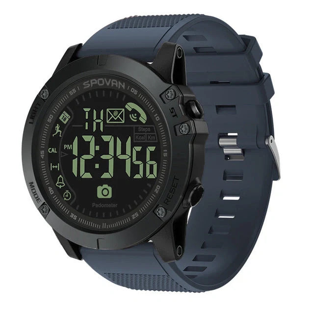 Round electronic fitness watch with waterproof feature and call notifications