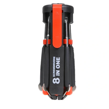 8-in-1 multifunctional screwdriver set with LED light, 12.50 cm long, including slotted and Phillips bits 1.8-6.0mm for repairs