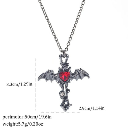 Dark gothic necklace with detailed spider bat pendant on an adjustable metal chain