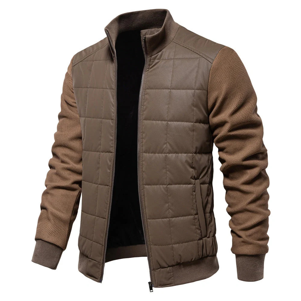 Men's Winter Stand Collar Stitched Zipper Jacket in various colours