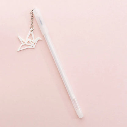 Paper crane rabbit pendant gel pen with 0.38mm tip and 17cm plastic shell