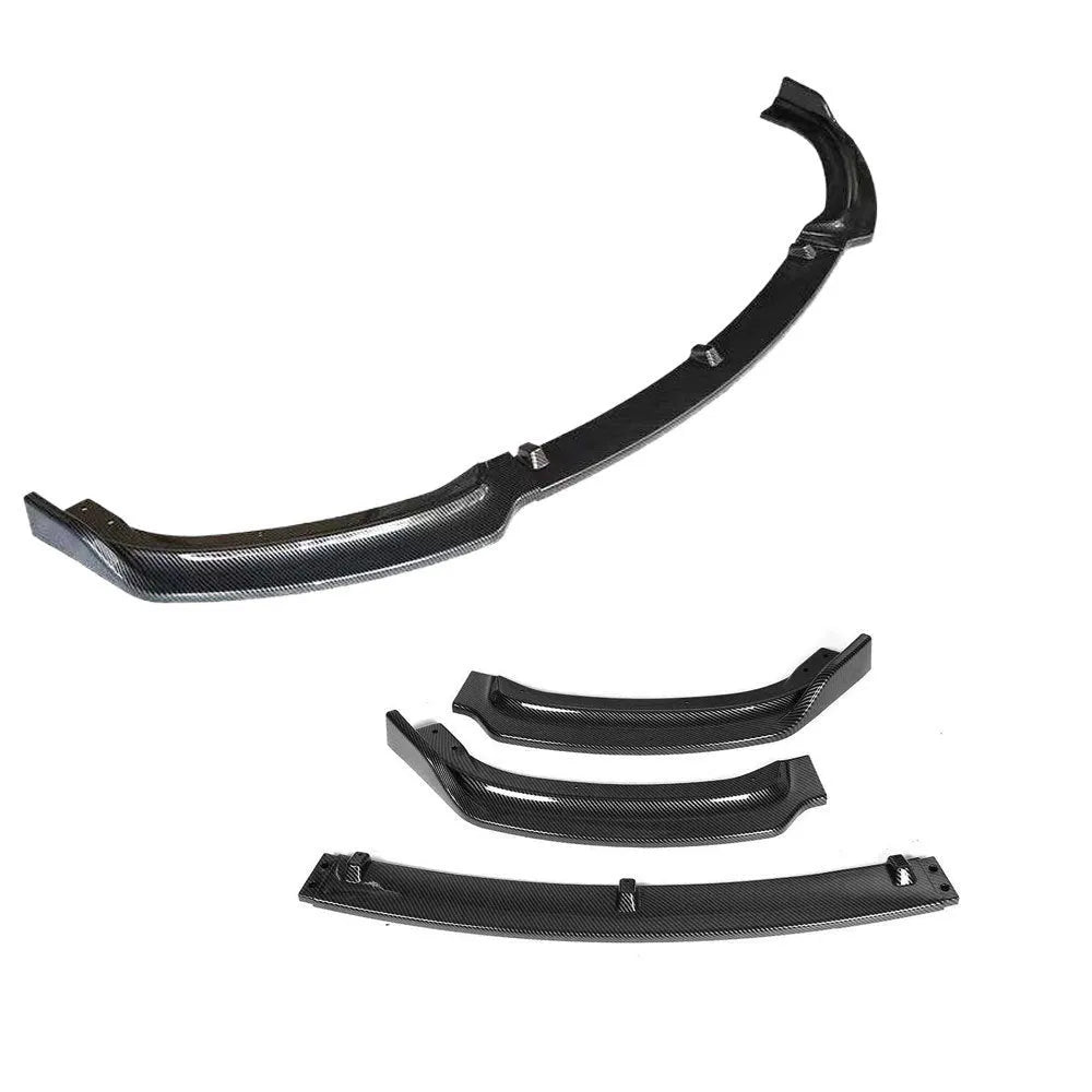 Bright black polypropylene front bumper lip for BMW F30 F35 3 Series, shown from a front angle.