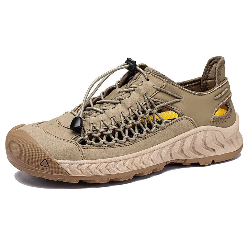 Men's hand-woven closed toe sandals with non-slip rubber soles in four colour options