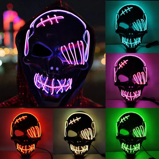 Frightening one-eyed pirate mask with glowing LED lights, perfect for Halloween parties and celebrations