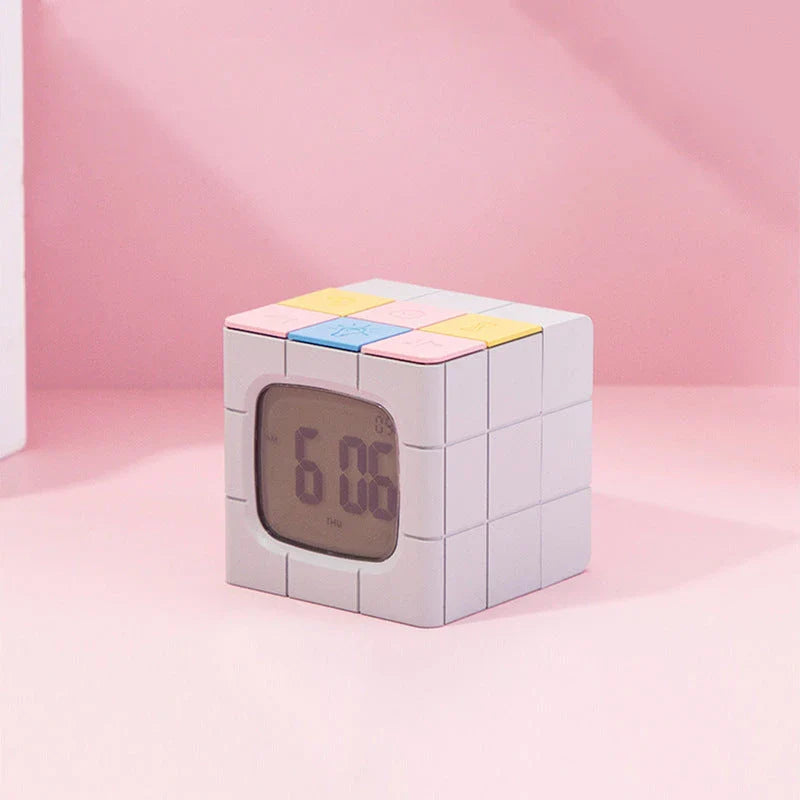 Rubik's Cube Alarm Clock with USB Charging, Voice Control, Countdown Timer, and Adjustable Brightness