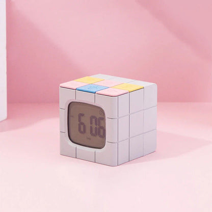Rubik's Cube Alarm Clock with USB Charging, Voice Control, Countdown Timer, and Adjustable Brightness