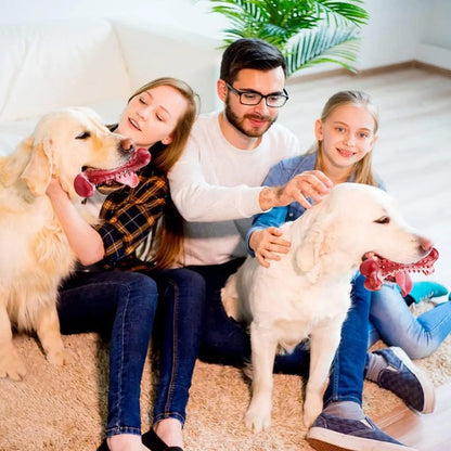 Red natural rubber chew toy for aggressive dogs with durable construction