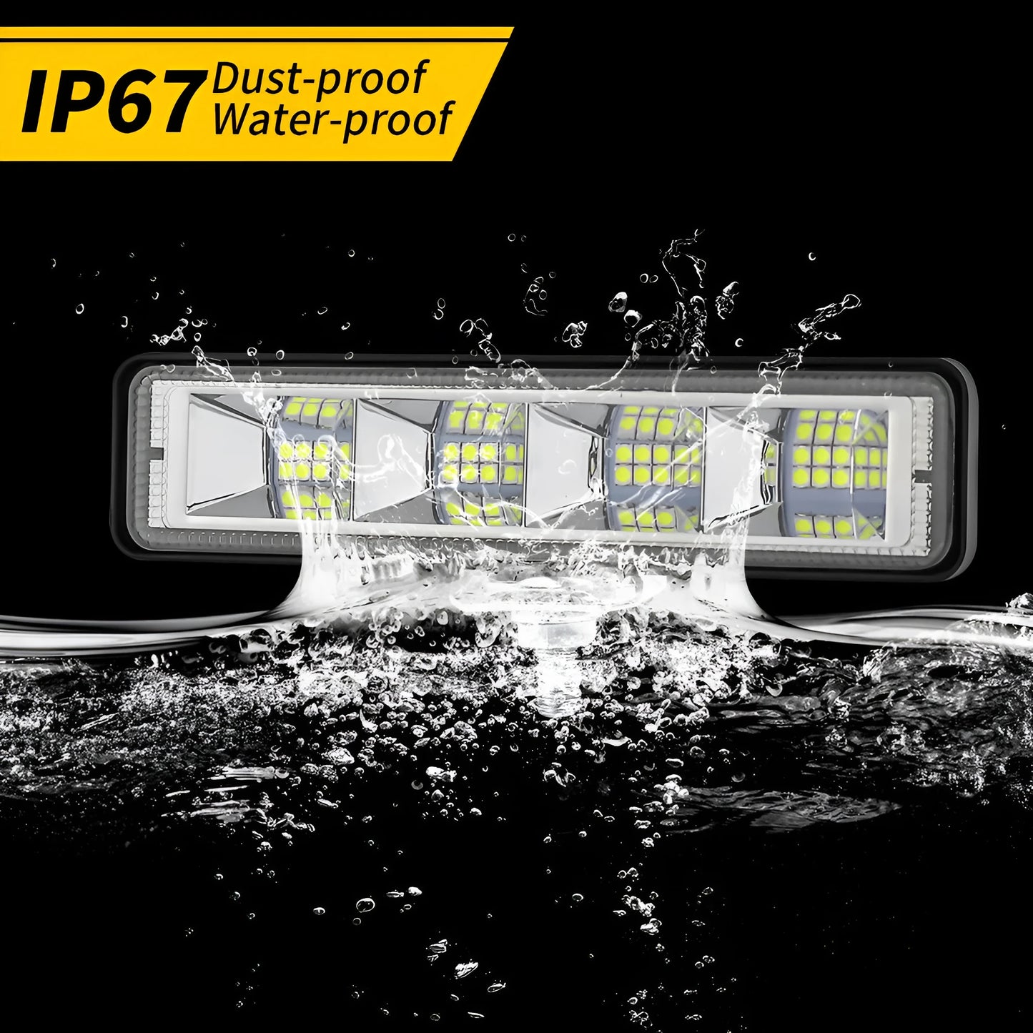 Four compact aluminium LED work lights in work light white colour, suitable for vehicle mounting.