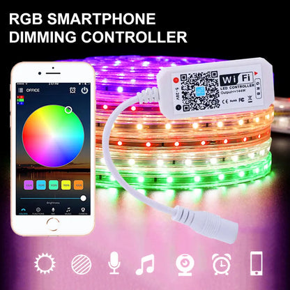 White WiFi LED controller for RGB light strips with 3 channels and smartphone app control