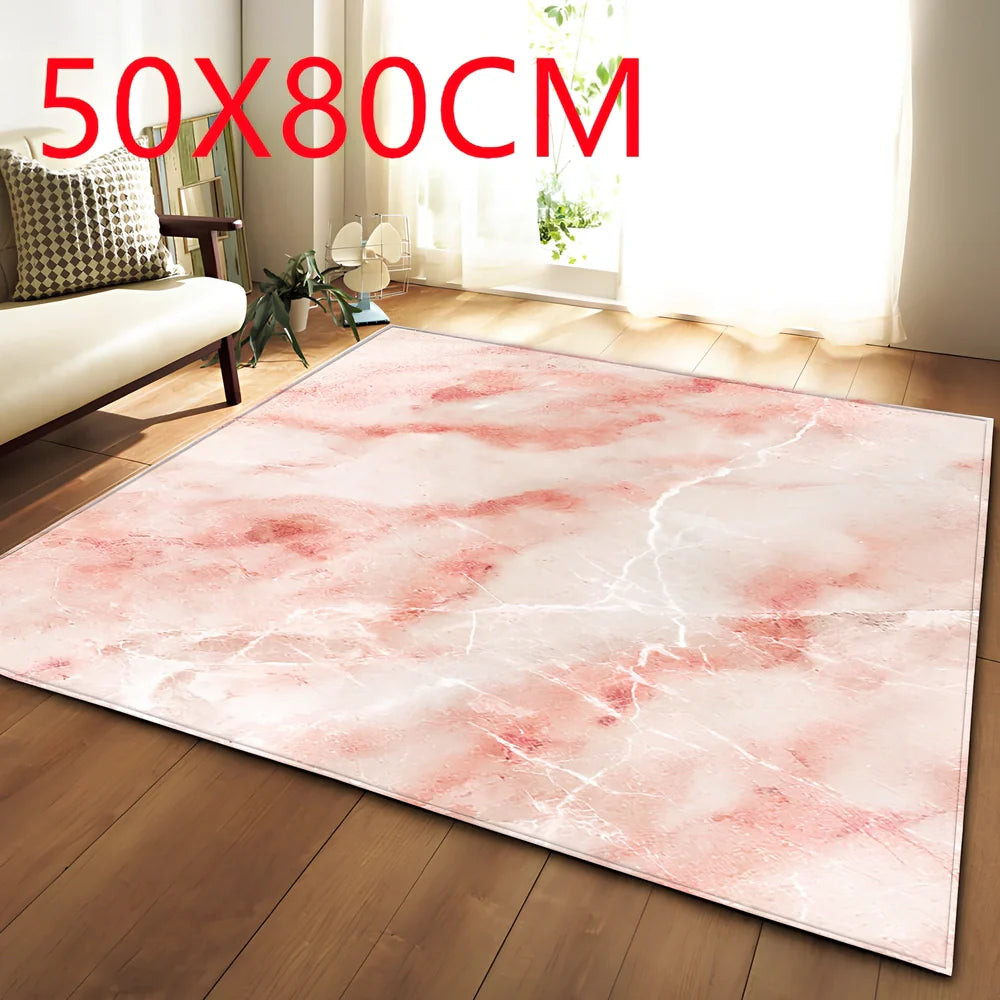 Polyester marble pattern carpet in 121.9x160cm and 50x80cm sizes for floor protection