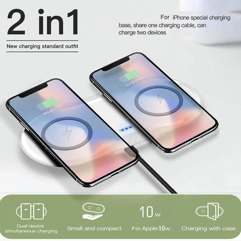 Dual wireless charger for mobile phones with intelligent temperature control