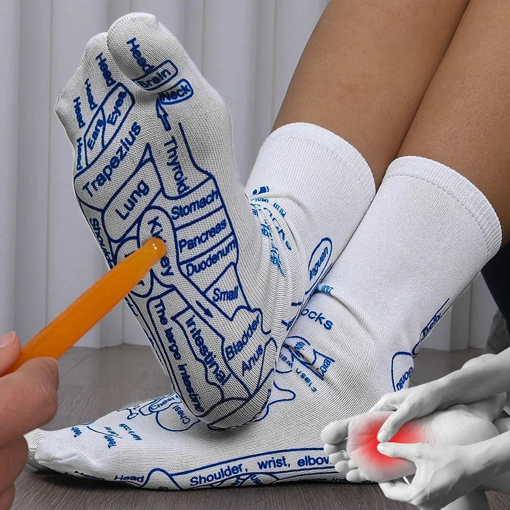 Acupressure reflexology socks for foot massage and pain relief