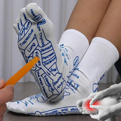 Acupressure reflexology socks for foot massage and pain relief