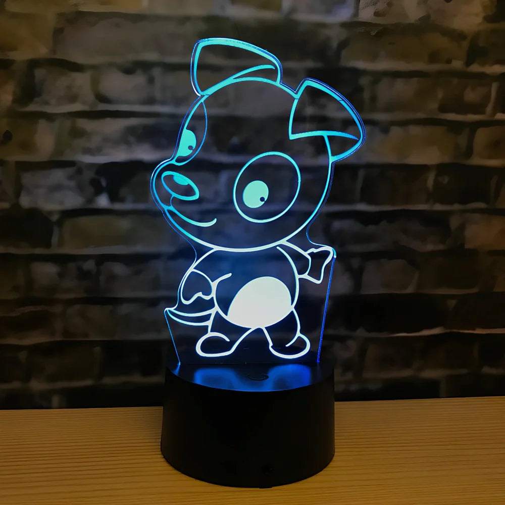 Zodiac LED night light in ox model on ABS base, showing touch-activated seven colours and 87x87x41mm dimensions