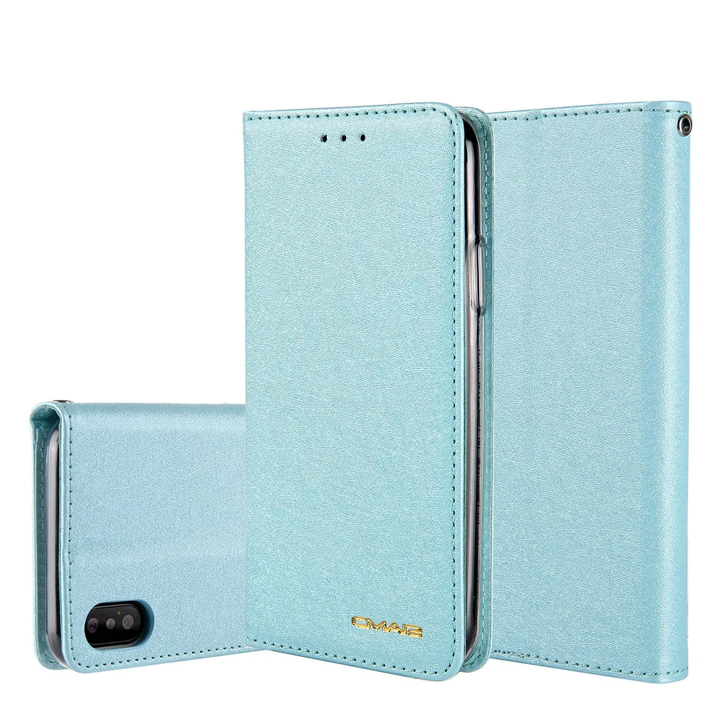 Black PU leather flip phone case for iPhone with open card holder slots