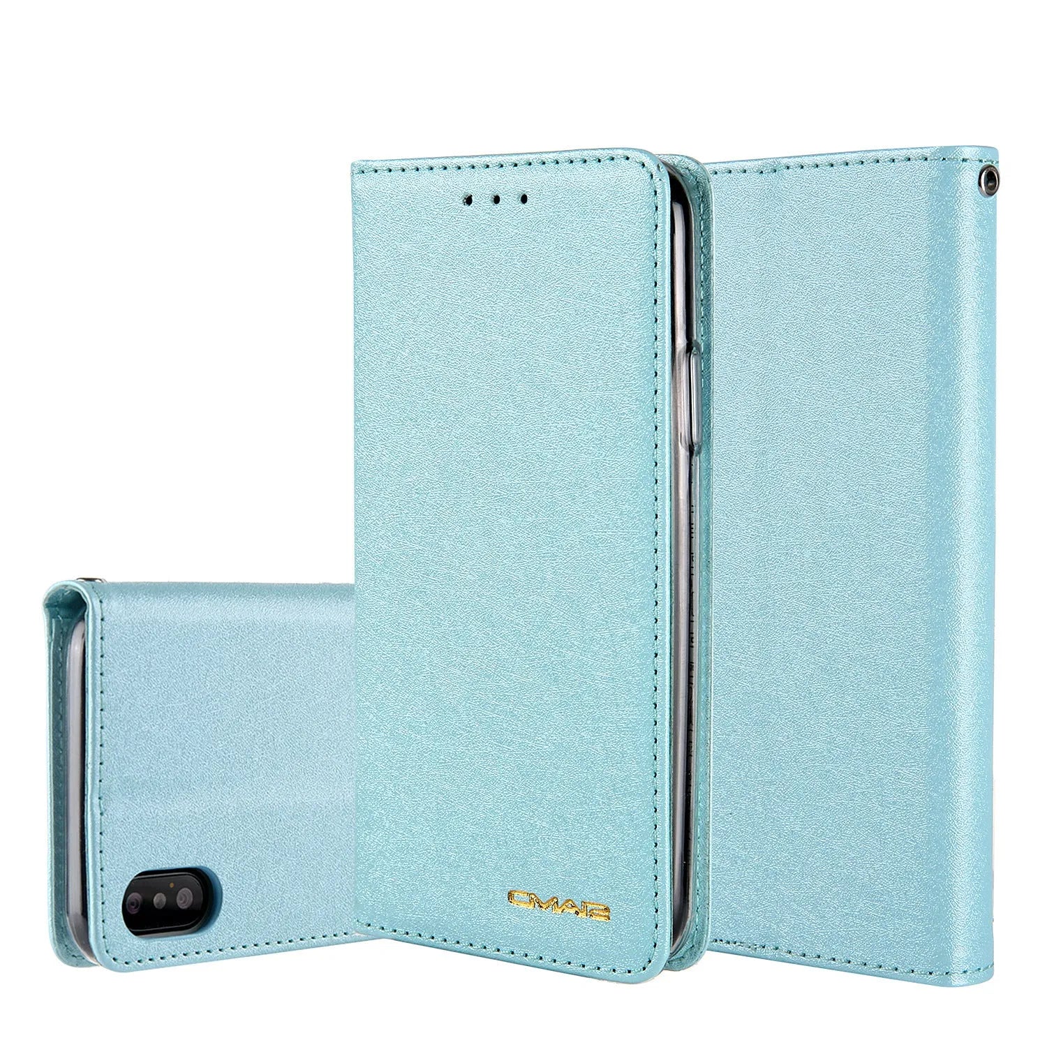 Black PU leather flip phone case for iPhone with open card holder slots