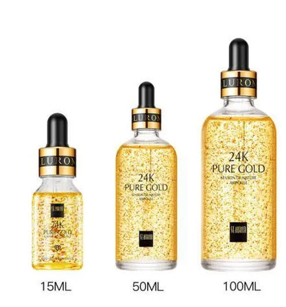 24K gold nicotinamide anti-ageing face serum gel in 15ml, 50ml and 100ml sizes