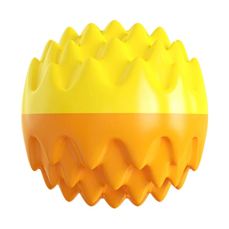 Plastic pet toy range with leaky bear dog toy, bulb tumbler cat toy, and sound teether ball in multiple colours