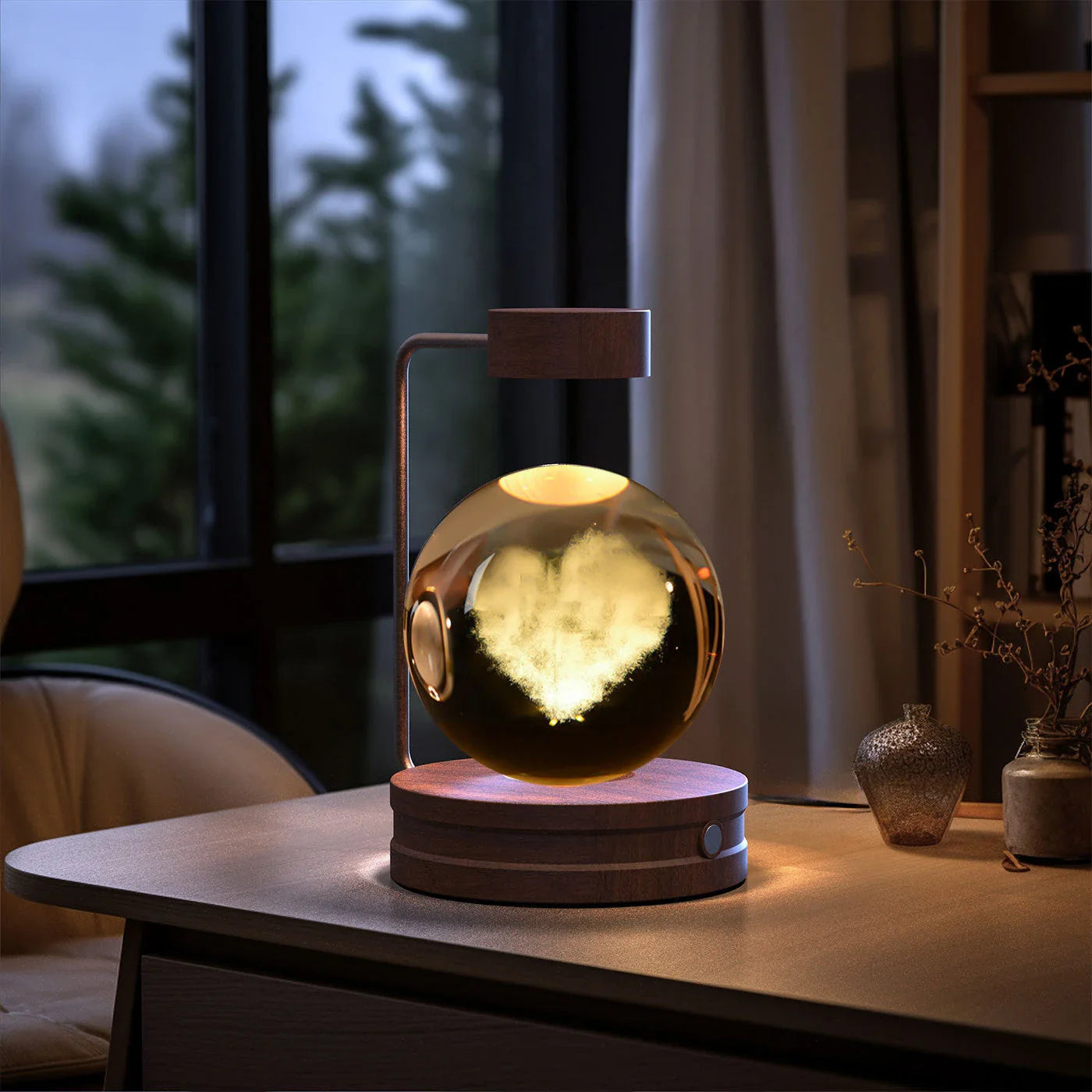 Crystal Ball Cosmic Dinosaur Indoor Night Light with USB Power and Warm Bedside Lighting