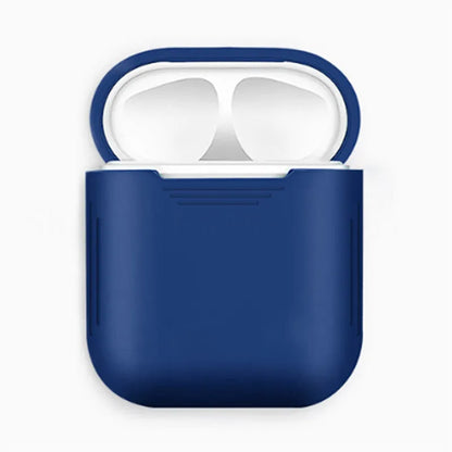 AirPods silicone protective case with shockproof bumper and a white anti-loss rope attached.