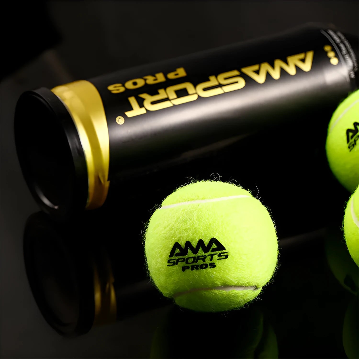 Three high elasticity training tennis balls for cage plate tennis and cricket practice