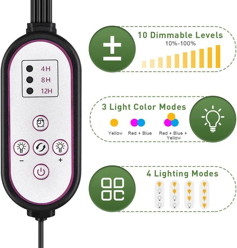410mm long silver aluminum LED grow light with remote control for indoor plants.