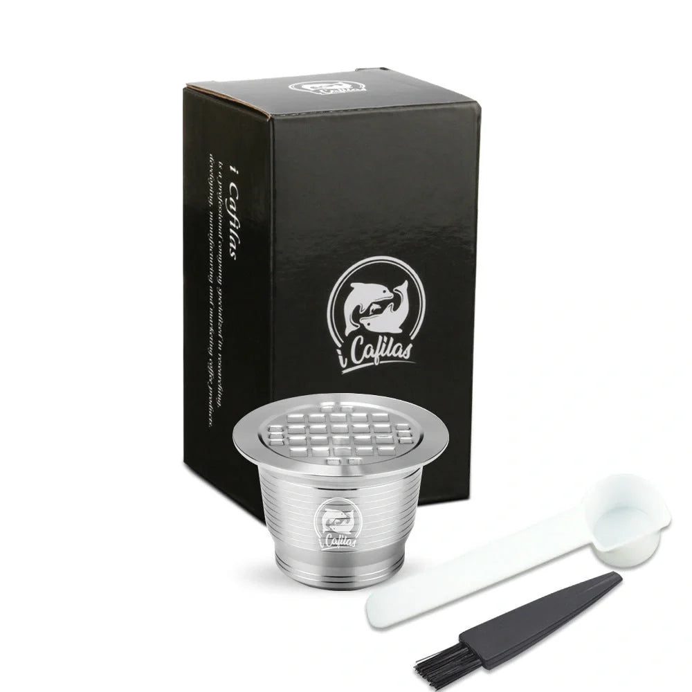 Stainless steel reusable Nespresso coffee capsule with refillable filter