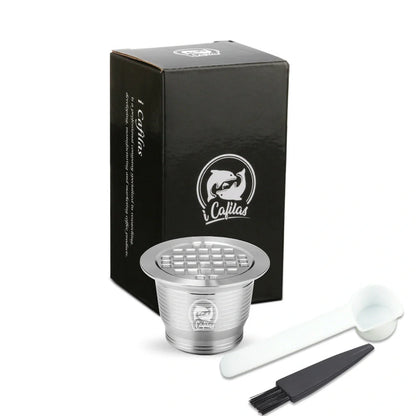 Stainless steel reusable Nespresso coffee capsule with refillable filter