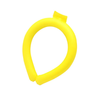 PVC fabric hanging ice cooling neck ring in blue colour for outdoor sports heatstroke prevention.