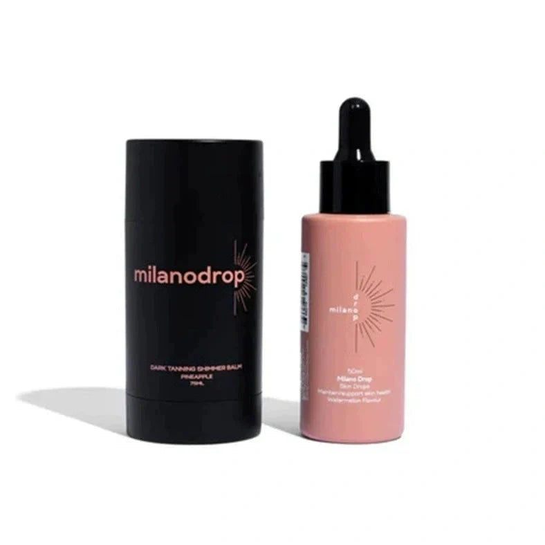 Matte Sun Tanning Black Liquid set with 50ml tanning drops bottle, 75ml flash cream tube, and black essence applicator