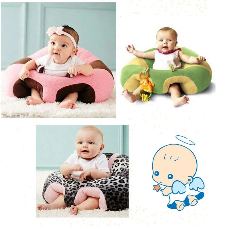 Baby Learning Seat Plush Toy Safety Dining Chair in various colors with cute animal design