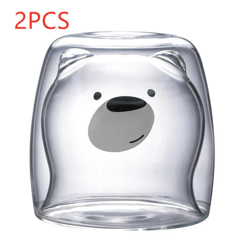 3D double-layer panda cup with skull design for wine, featuring inner Christmas tree pattern