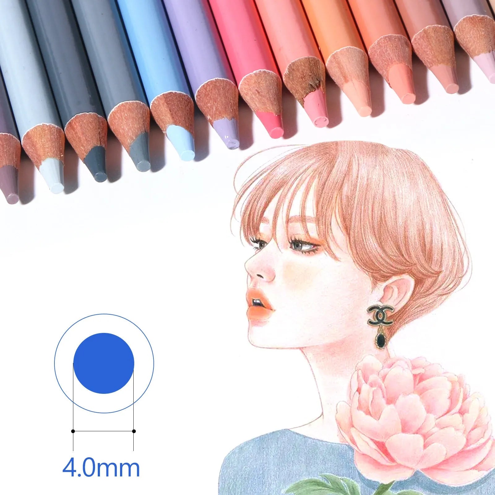 24 skin colour pencils for portrait art in a round metal tin with HB refills