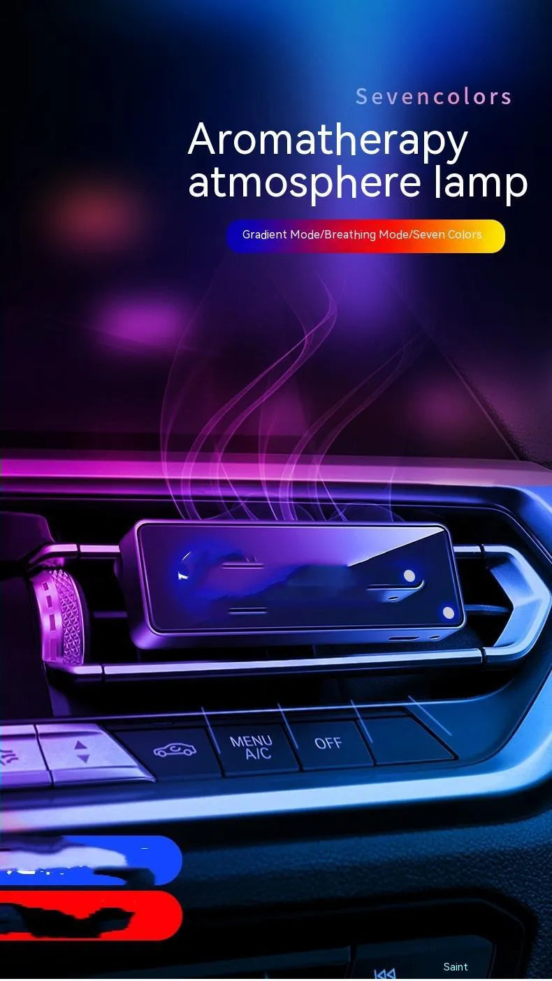 Black car air vent aroma diffuser with LED lighting and fragrance sticks
