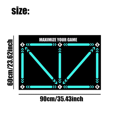 Rubber football training mat in cushion colour for indoor skill practice and foot basket row drills