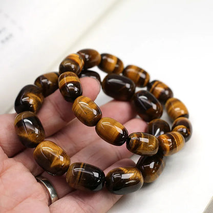 Natural yellow tigereye gemstone bracelet with ethnic constellation styling in two bead size options
