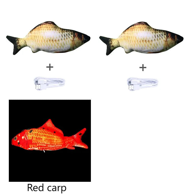 30cm multicolour electronic jumping fish cat toy with USB charging cable