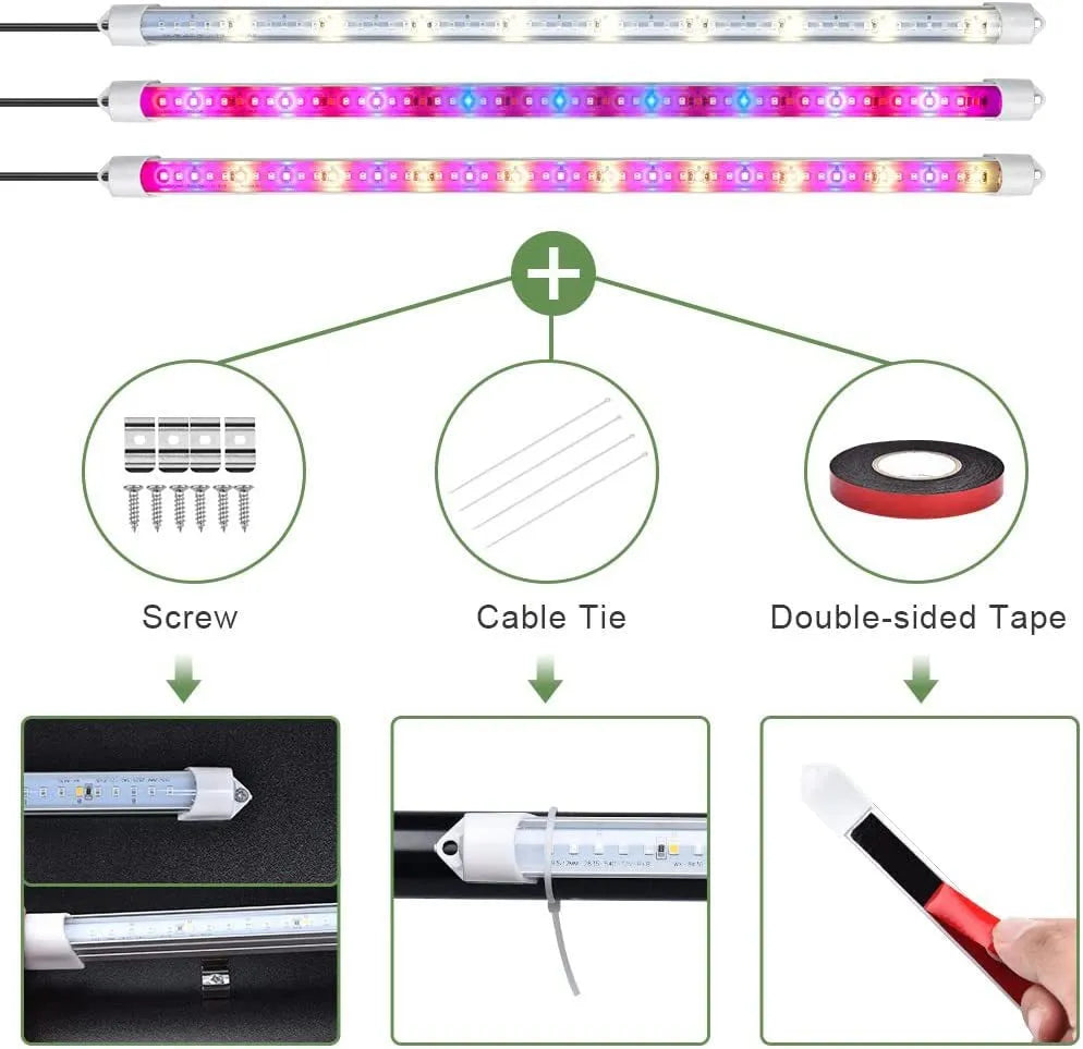 410mm long silver aluminum LED grow light with remote control for indoor plants.