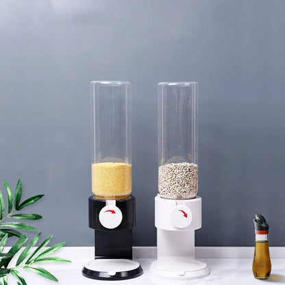Airtight food storage bottles in white, blue, black, and pink for kitchen organisation
