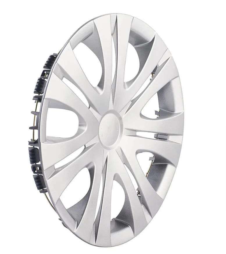 Set of four monochrome wheel hub covers in ABS plastic for universal vehicle fit