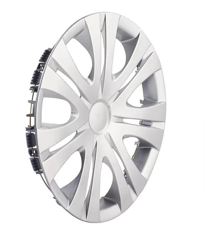Set of four monochrome wheel hub covers in ABS plastic for universal vehicle fit